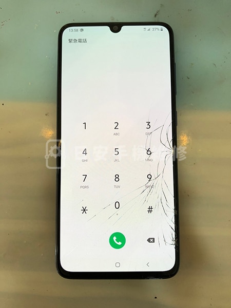 Samsung 三星 A70 維修前 螢幕玻璃破裂